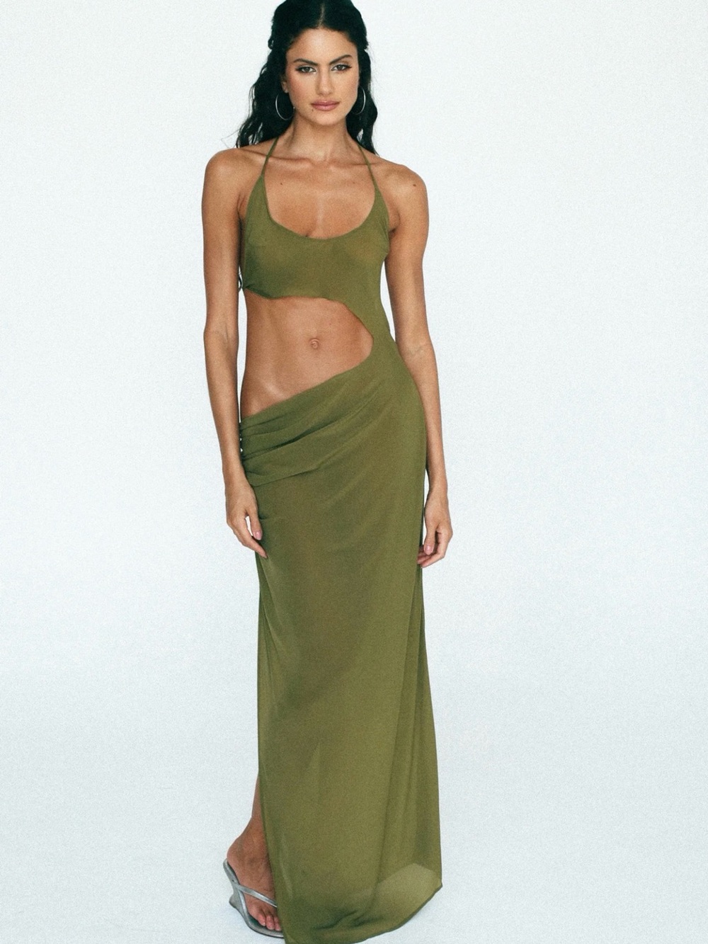 Indah Olive Cutout Maxi Dress